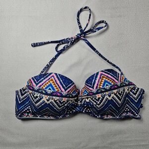 Endless Sun Womens Bikini Swim Top MED Geometric Print Padded Underwire Halter